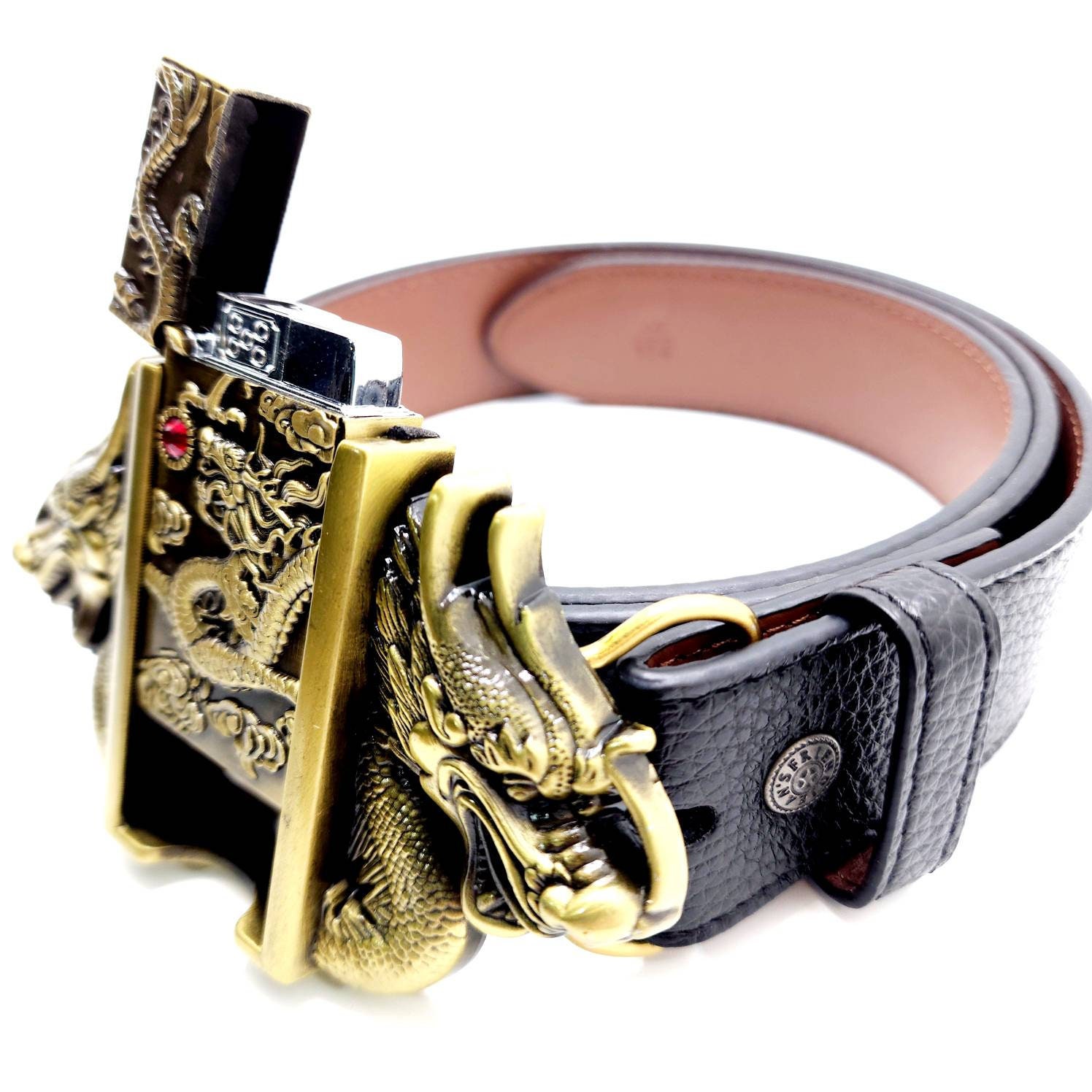 Dual Dragons Bronze Lighter Belt Buckle and 100 Vegan Leather Etsy