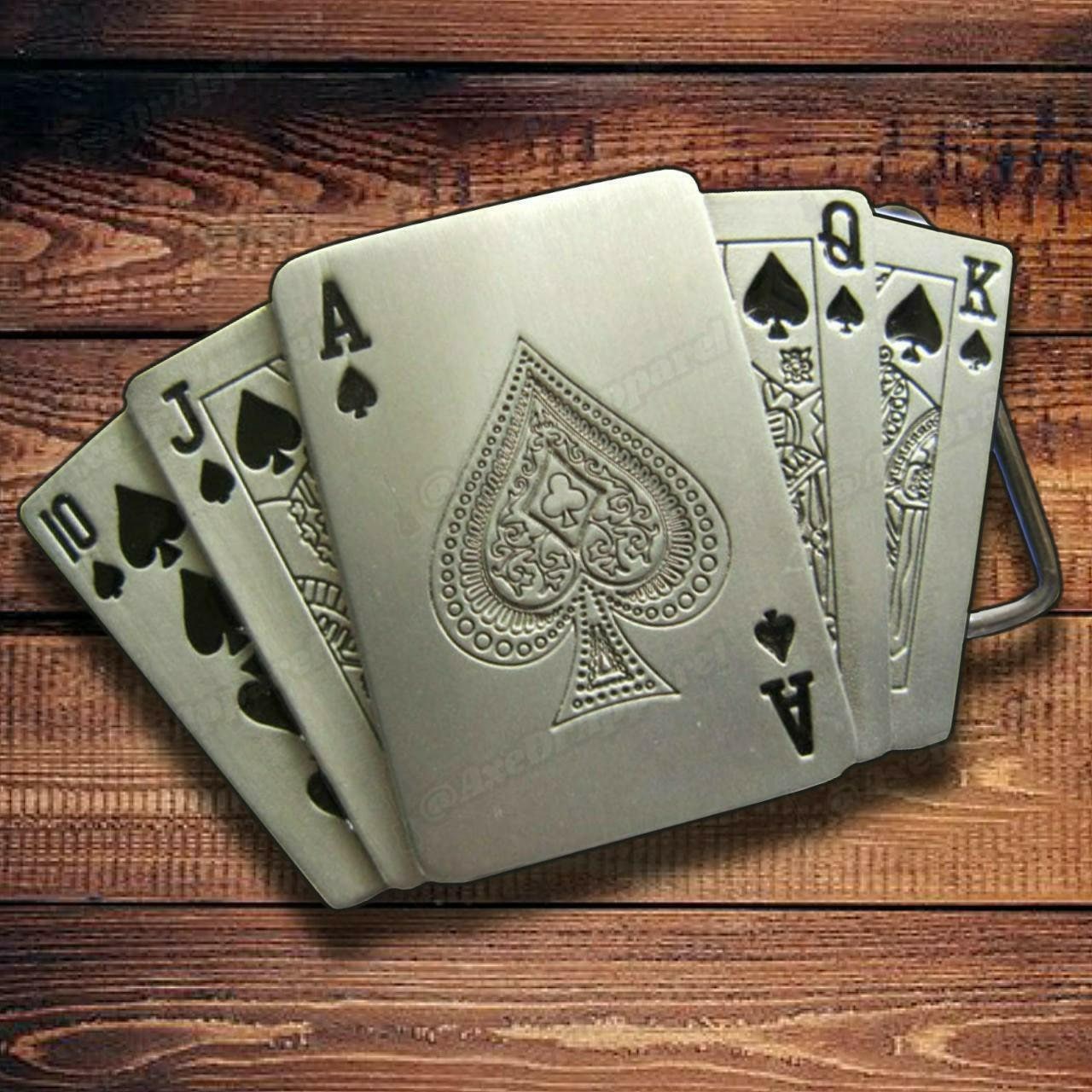 Royal Flush Spades Poker Casino Lighter Holder Belt Buckle 