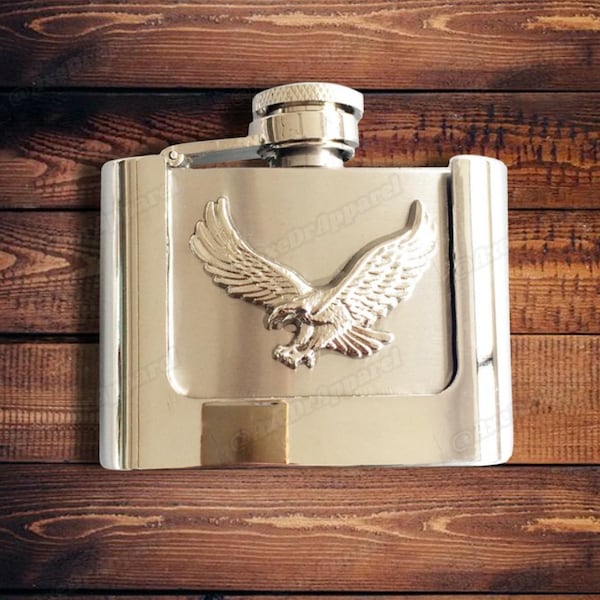 Sweet Soaring Eagle 2 oz Stainless Steel Flask Belt Buckle / Stash Belt Buckle