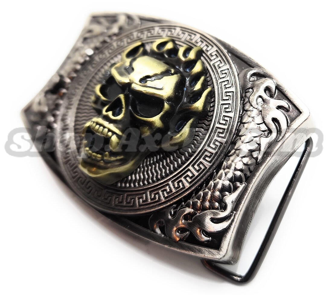 VINTAGE No Fear Belt Buckle "POISON"skull Logo WITH FLUSK For Sale In Fullerton, CA