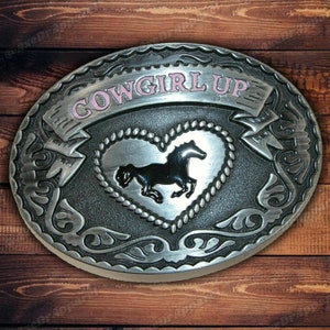 Womens cowgirl up belt buckle