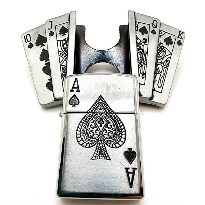 Poker Royal Flush Lighter Belt Buckle and Blue Studded Punk Etsy