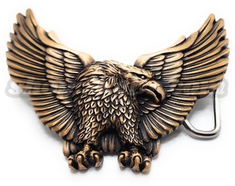 Pure Bronze Bald Eagle Belt Buckle