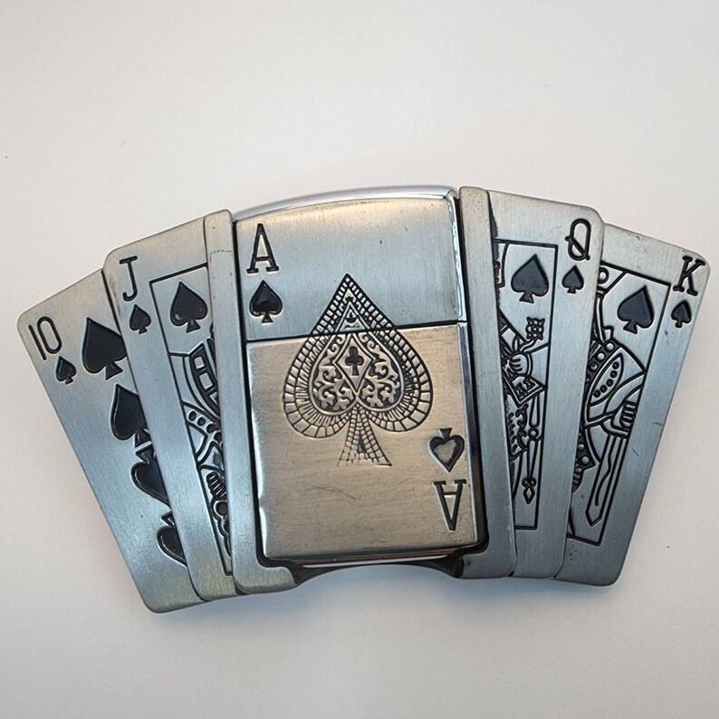 Poker Royal Flush Belt Buckle Lighter Holder WITH Ace of Etsy
