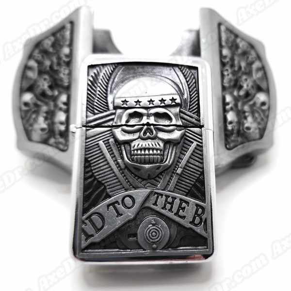 Skulls & Motors Lighter Belt Buckle