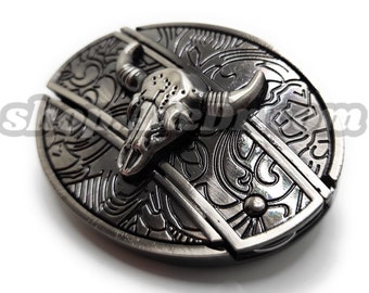 Cattle Skull Folding Knife Belt Buckle