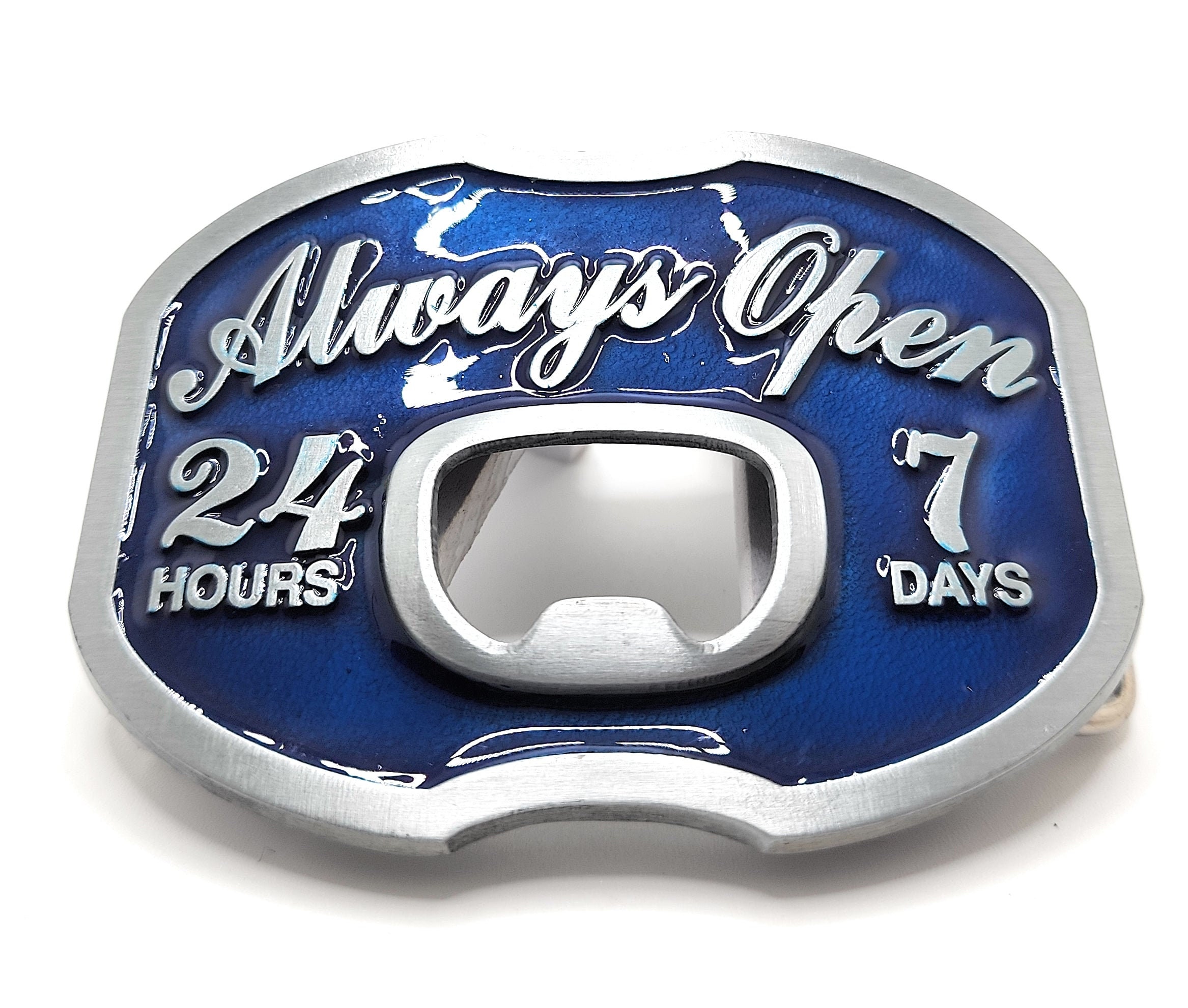 Beer Pong Champ Belt Buckle Bottle Opener Heavy Silvertone Metal