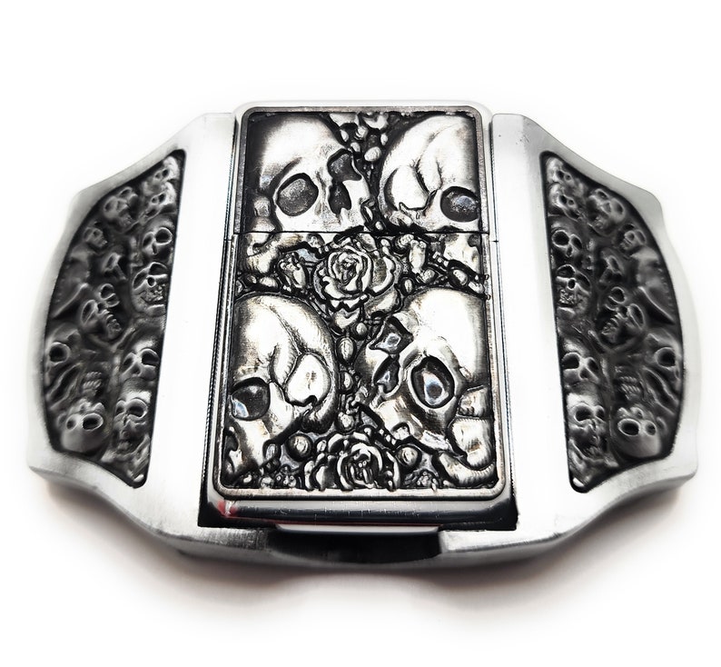 Skulls & Roses Lighter Belt Buckle image 7