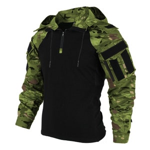 Special forces green multicam, Camouflage, Military Combat T-Shirt Men Tactical Airsoft Paintball, Tactical Hoodie, Frog suit, army, UBACS