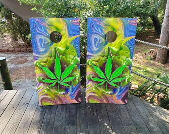 Cannabis Cornhole Board Wraps, Corn Hole Board WRAPS ONLY Skins Decals Laminated, Marijuana Cornhole Boards, Decal, Cornhole Decal