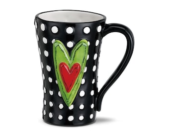 Green Hearts & Dots Artisan Crafted Mug