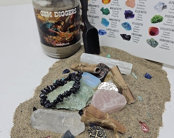 Boy Gem Diggers 16oz Fill-Your-Own Jar – Crystal Mining Kit for Kids & Adults, Choose your Treasure Trove,  Identification Sheet Party Gift