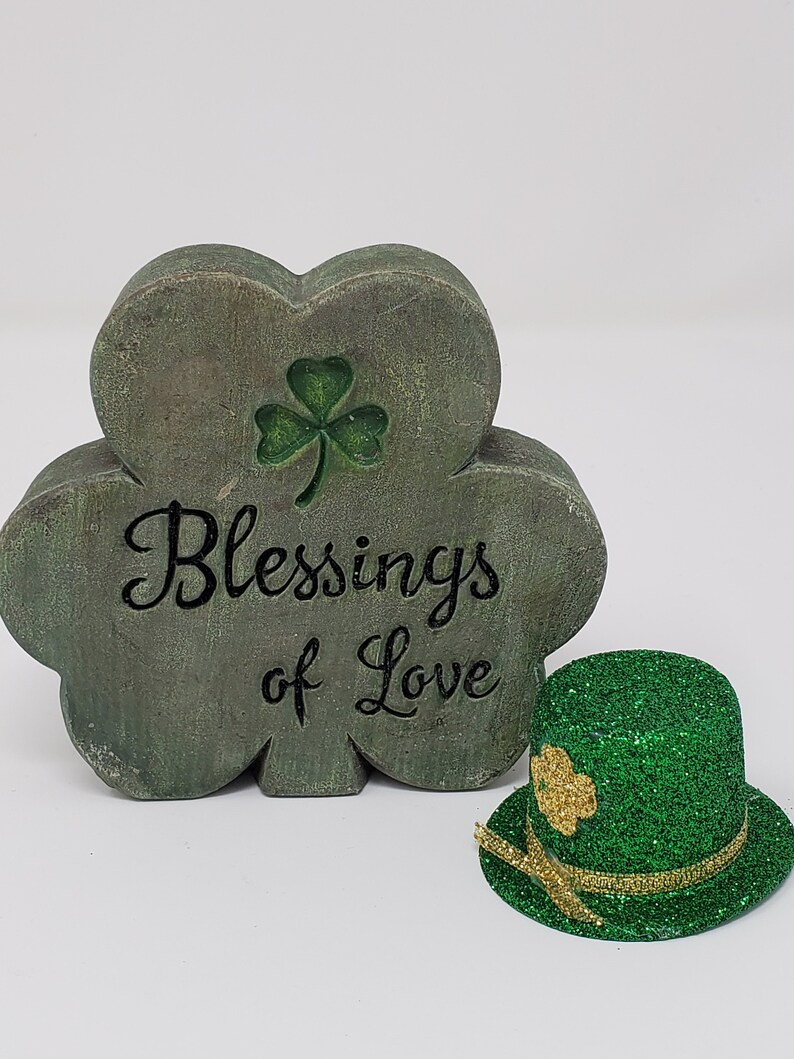 Blessings Sign St.Patty/'s Glitter Hat Motivational Art Shamrock Paper Weight 4 Leaf Clover Motivational Decor Luck of The Irish