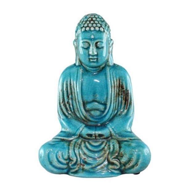 Turquoise Blue Dhyana Buddha Garden Statue