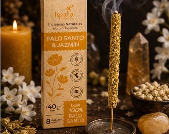 Palo Santo Jasmine Short Incense Sticks 5.25” | Meditation, Relaxation & Spiritual Cleansing Incense | Yoga Ritual Gift