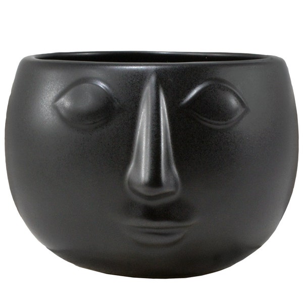 Black Ceramic Modern Face Planter Pot, Face Flower Pot, Succulent Planter, Head Planter, Pots for Plants