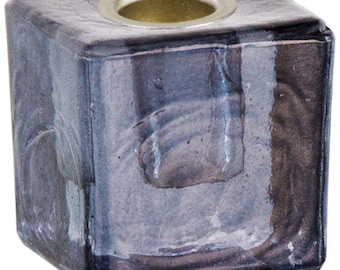 Mini Black Glass Chime Candle Holder perfect for meditation, rituals, and spells, grounding, protection, and shielding with colored candles.