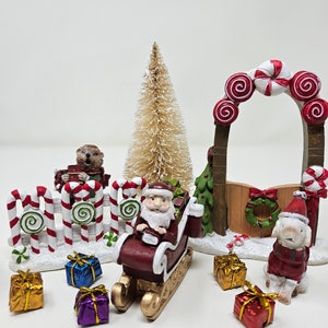 Bulk Grouping of Fairy garden miniatures for Christmas Holiday, Mini Fence, mini dog, X-mas tree, Arbor, Santa, Fairy Sale, Stocking Stuffer