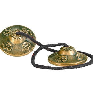 Tibetan Tingshas 2 inch OM  High Vibrational Tingsha Bells, Tingsha Cymbals Meditation Gift, Spiritual Growth Gift