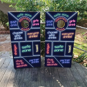 Neon Drinking Game Cornhole Board Wraps, Corn Hole Board WRAPS ONLY Skins Decals Laminated, Cornhole Boards, Cornhole Decal, Bags
