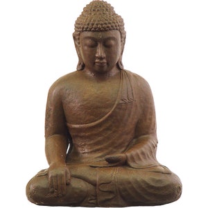 Handcrafted Brown Volcanic Stone Buddha Statue - Touching the Earth Pose - Spiritual Home Decor, Garden Sculpture - Unique Meditation Art