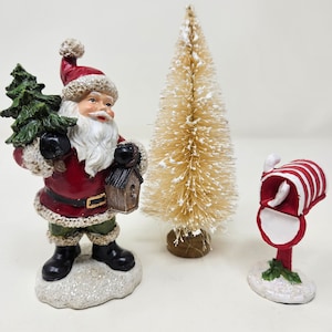 Bulk Grouping of Fairy garden miniatures for Christmas Holiday, Santa, Xmas Tree, Mini Mailbox, Fairy Garden Sale, Stocking Stuffers