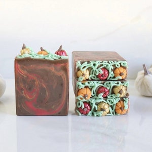 Handcrafted Pumpkin Patch Artisan Soap, Fall & Thanksgiving Décor, Unique Small Gift, Avocado, Shea, Coconut Milk Soap, Natural Soap