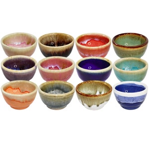 Set of 12 River Water Mini Bowls, Condiment Dishes, Ring Dishes, Tiny Bowls, Dipping Bowls, Sushi Dipping Bowl