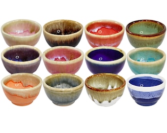 Set of 12 River Water Mini Bowls, Condiment Dishes, Ring Dishes, Tiny Bowls, Dipping Bowls, Sushi Dipping Bowl