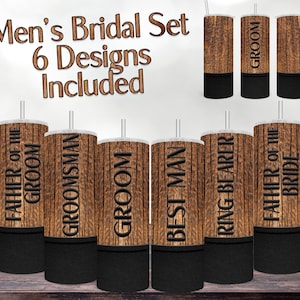 Men's Wedding Party Bundle set Bridal Groomsman Groom Skinny Tumbler Sublimation Wrap Designs Straight resizable PNG Digital Download