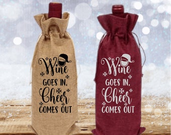 Christmas Wine Bag, Wine Bag Gift, Holiday Wine Bag