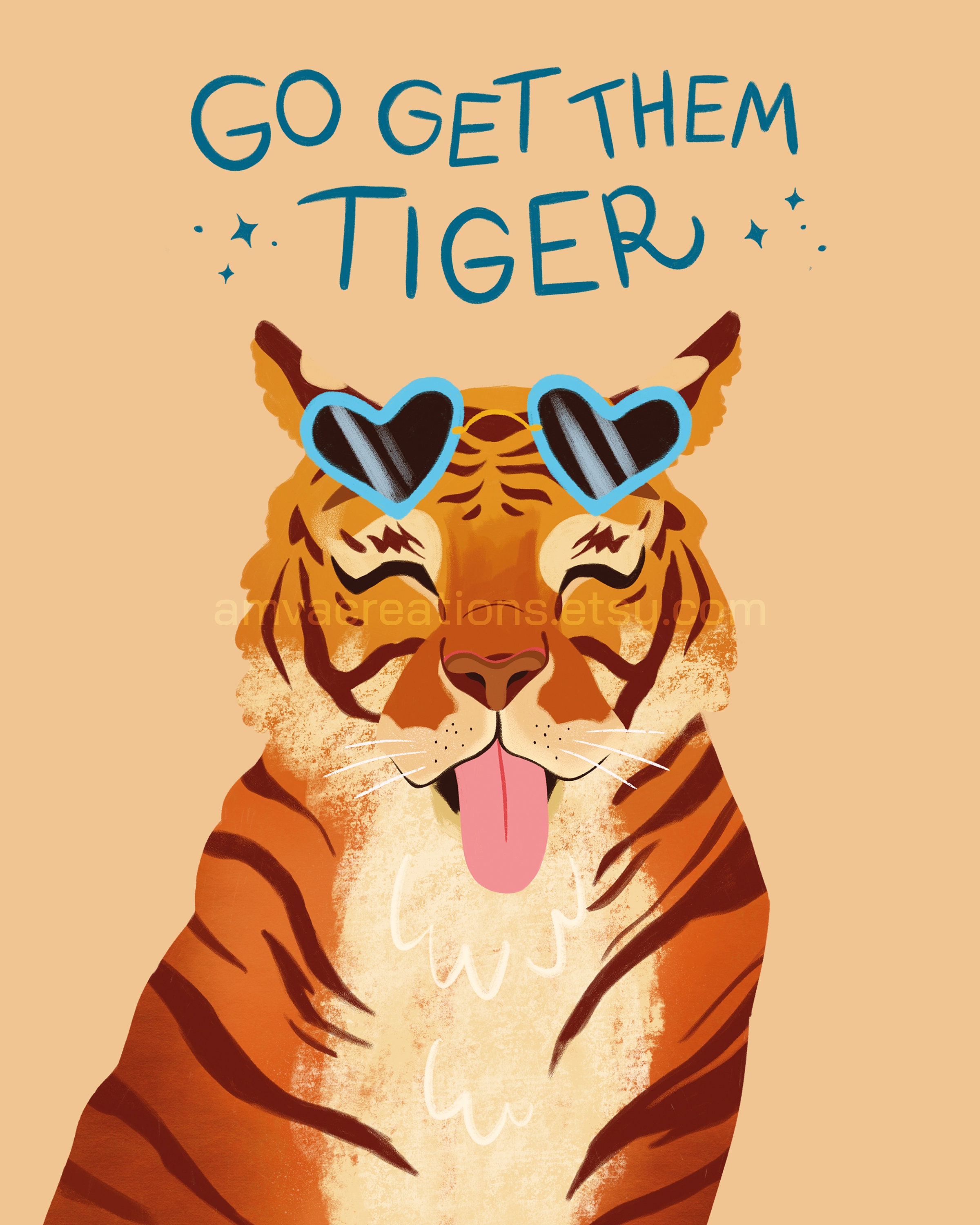 Go Get Them Tiger Greeting Card Etsy