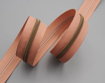 Dusty Rose & Brass No.5 Zipper Tape