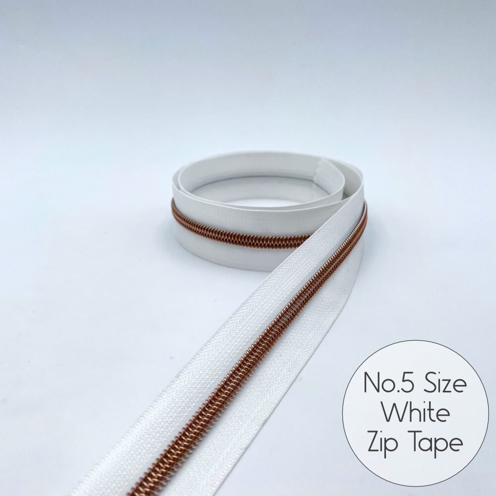 White & Copper No.5 Zipper Tape 