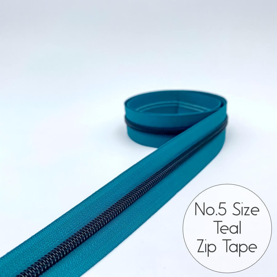 Teal & Black No.5 Size Zipper Tape 