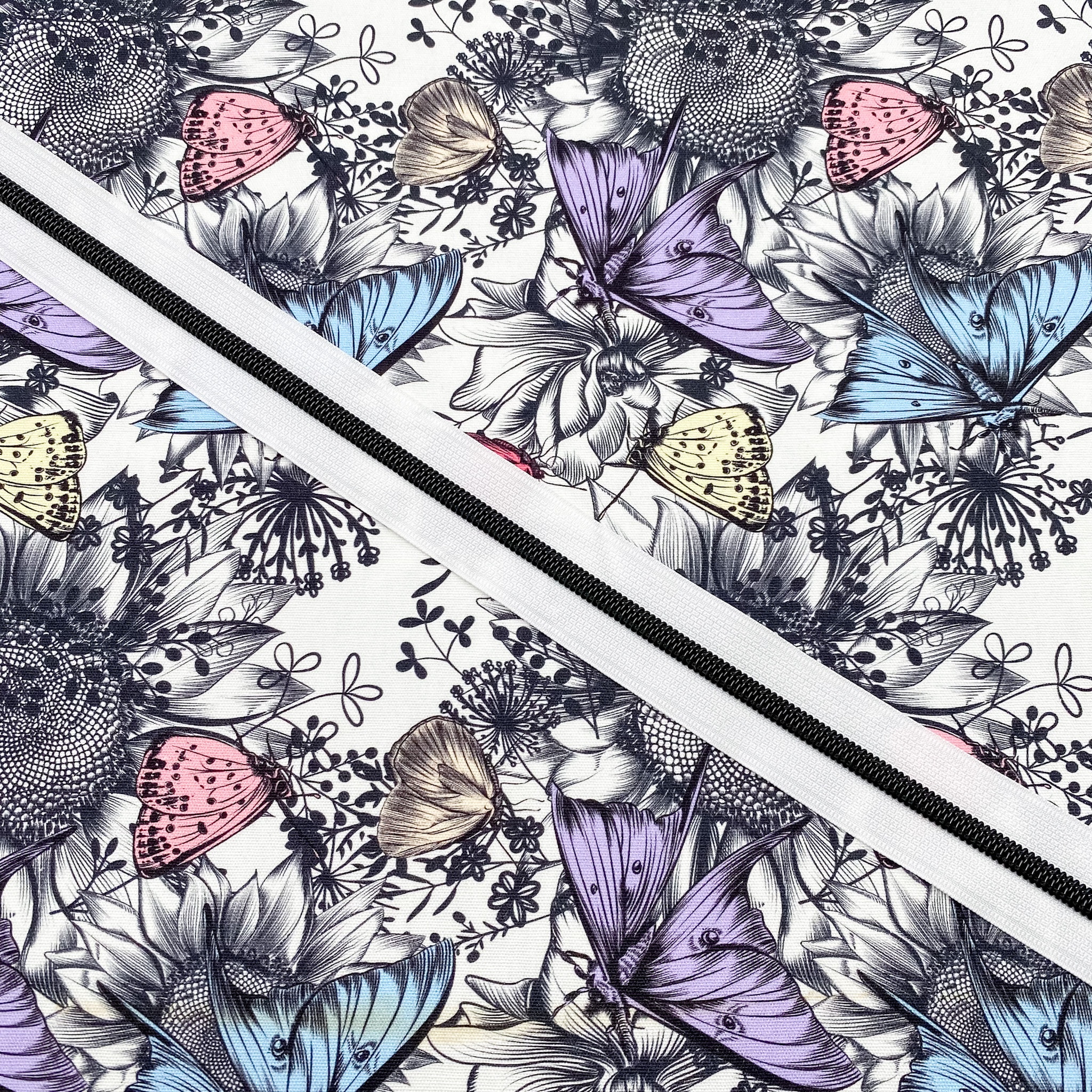 white zipper tape with black music notes Size 5 custom zipper tape by