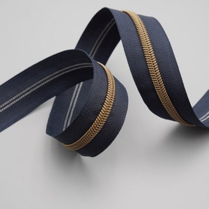 Navy Brass No.5 Zipper Tape