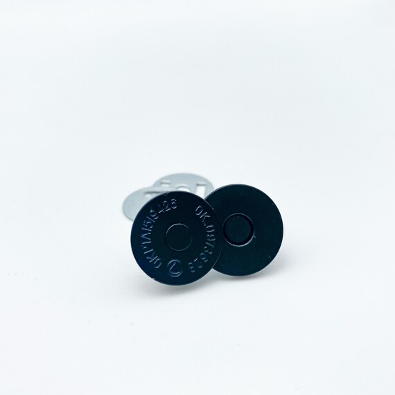 Matte Black Slim Magnetic Snaps 3/4 18mm Pack of 2 