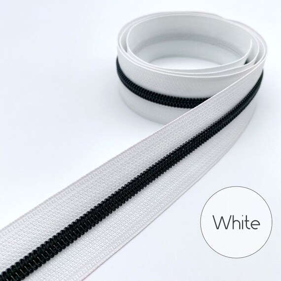 white zipper tape with black music notes Size 5 custom zipper tape by