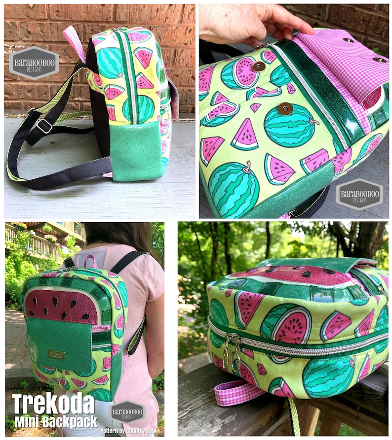 Trekoda Mini Backpack PDF Digital Pattern & Video Tutorial Country Cow Designs image 6