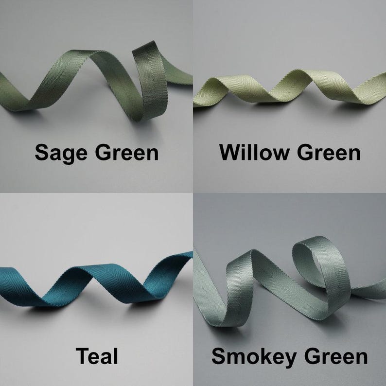 Peut inclure: Quatre rubans de diff&eacute;rentes nuances de vert et de bleu-vert. Les couleurs sont vert sauge, vert saule, sarcelle et vert fum&eacute;. Chaque ruban est dispos&eacute; en forme de vague, avec le nom de la couleur imprim&eacute; en dessous.