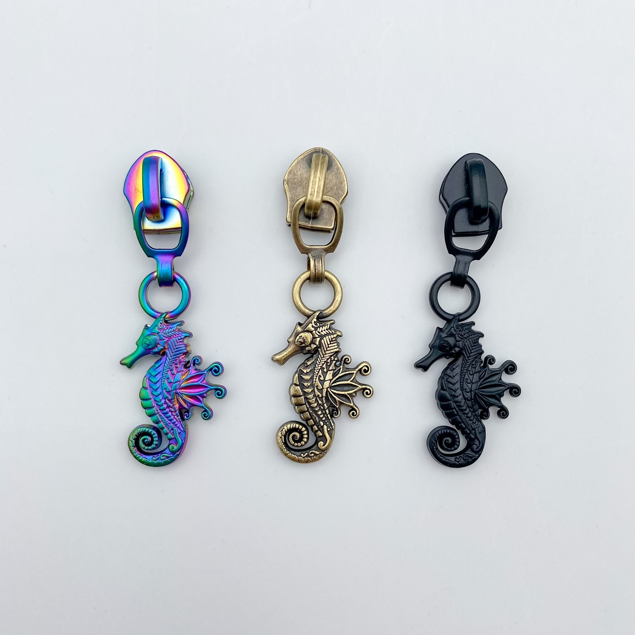 Matte Black Seahorse No.5 Zipper Pulls pack of 2 Etsy