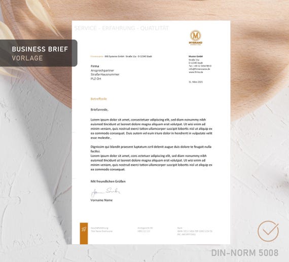 Geschäftsbrief Vorlage, Brief Word Vorlage | Business Template | DIN 5008 | Unternehmens Briefpapier | Business Design