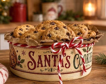 Vintage Inspired Santa’s Cookies Mini Tin Can | Handmade Christmas Kitchen Decor | COOKIES NOT INCLUDED