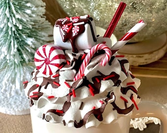 Peppermint Swirl Bliss Faux Whipped Mug Topper