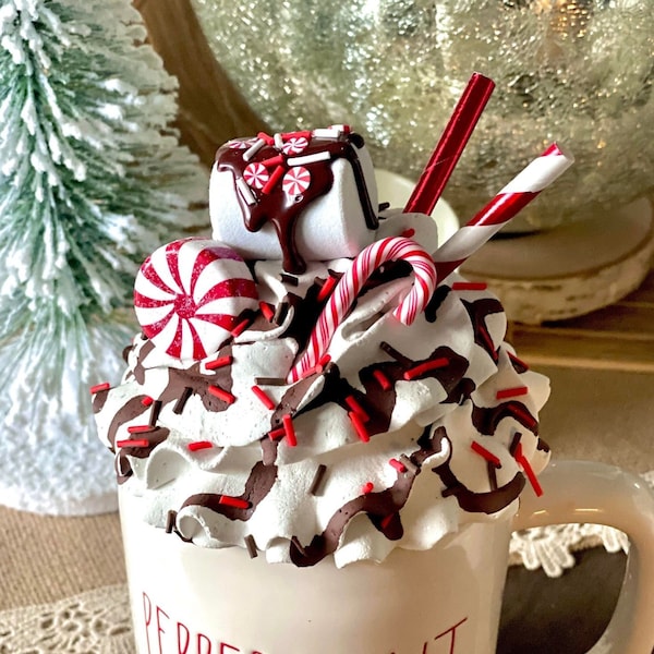 Peppermint Swirl Bliss Faux Whipped Mug Topper
