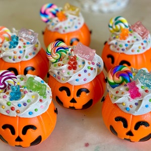 One Faux - Trick or Treat - Pumpkin - Jack O Lantern - Candy Bucket - Home Decor - Tiered Tray