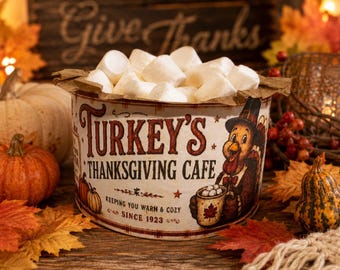 Turkey's Thanksgiving Cafe Can | Hand Painted Home Decor