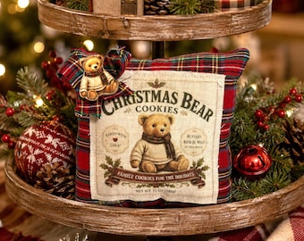 Christmas Bear Cookies Mini Pillow - Tiered Tray Decor - Holiday