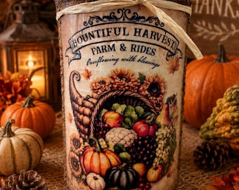 Cinnamon Spice Holiday Tin - Bountiful Harvest - Distressed - Primitive - Home Decor